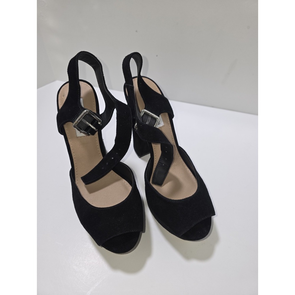Steve Madden Jillyy Black Suede Strapply Heel 8.5‎
